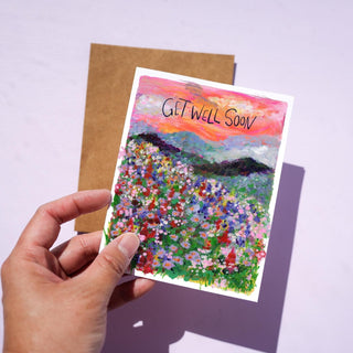 Get Well Soon Card with Colorful Wildflowers: Sunset Bloom from Jean Choe Art & Design - Other Baby