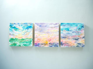 Golden Hour Sky Original Watercolor Painting 1 on Wood Panel from Jean Choe Art & Design - Watercolor