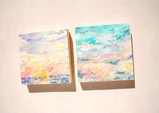 Golden Hour Sky Original Watercolor Painting 1 on Wood Panel from Jean Choe Art & Design - Watercolor