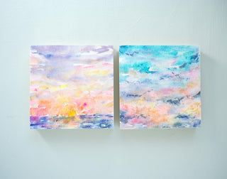 Golden Hour Sky Original Watercolor Painting 1 on Wood Panel from Jean Choe Art & Design - Watercolor