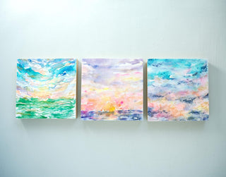 Golden Hour Sky Original Watercolor Painting 2 on Wood Panel from Jean Choe Art & Design - Watercolor