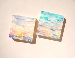 Golden Hour Sky Original Watercolor Painting 2 on Wood Panel from Jean Choe Art & Design - Watercolor