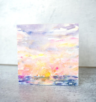 Golden Hour Sky Original Watercolor Painting 2 on Wood Panel from Jean Choe Art & Design - Watercolor