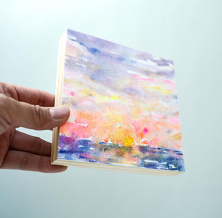 Golden Hour Sky Original Watercolor Painting 2 on Wood Panel from Jean Choe Art & Design - Watercolor