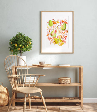 "Golden Pear Harvest" Art Print. Fruit Painting for Dining Room/ Kitchen from Jean Choe Art & Design - Giclée