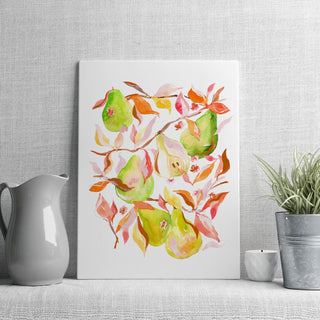 "Golden Pear Harvest" Art Print. Fruit Painting for Dining Room/ Kitchen from Jean Choe Art & Design - Giclée
