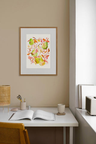 "Golden Pear Harvest" Art Print. Fruit Painting for Dining Room/ Kitchen from Jean Choe Art & Design - Giclée