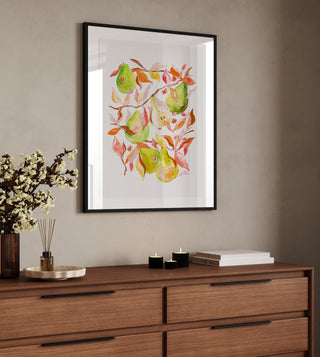 "Golden Pear Harvest" Art Print. Fruit Painting for Dining Room/ Kitchen from Jean Choe Art & Design - Giclée