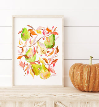 "Golden Pear Harvest" Art Print. Fruit Painting for Dining Room/ Kitchen from Jean Choe Art & Design - Giclée