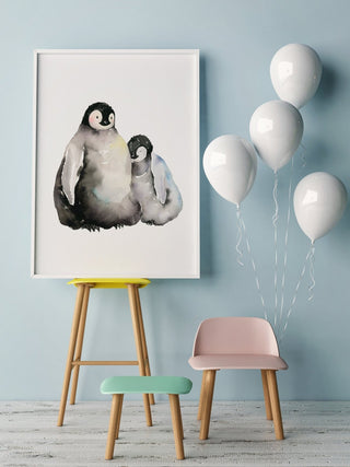 "Good Friends" Baby Emperor Penguins Art Print from Jean Choe Art & Design - Watercolor