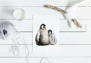 "Good Friends" Baby Emperor Penguins Art Print from Jean Choe Art & Design - Watercolor