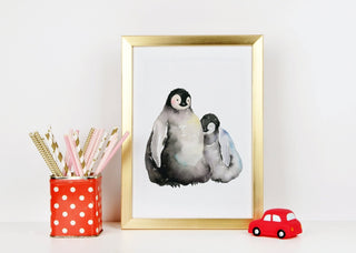 "Good Friends" Baby Emperor Penguins Art Print from Jean Choe Art & Design - Watercolor