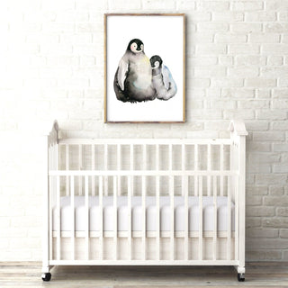 "Good Friends" Baby Emperor Penguins Art Print from Jean Choe Art & Design - Watercolor