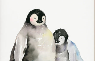 "Good Friends" Baby Emperor Penguins Art Print from Jean Choe Art & Design - Watercolor