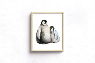 "Good Friends" Baby Emperor Penguins Art Print from Jean Choe Art & Design - Watercolor