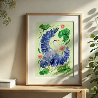 Great Blue Heron Art Print – Watercolor Wetland Bird Wall Decor from Jean Choe Art & Design - Giclée