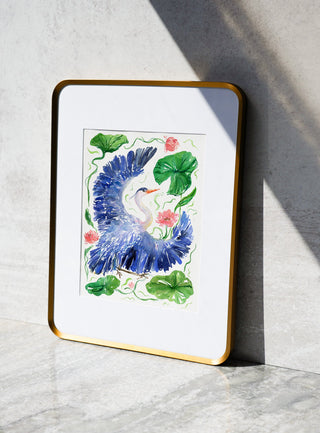 Great Blue Heron (Original) with Bronze Metal Frame from Jean Choe Art & Design - Watercolor