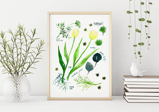 Green Botanical Rainbow Art Print: Flower Wall Art from Jean Choe Art & Design - Giclée