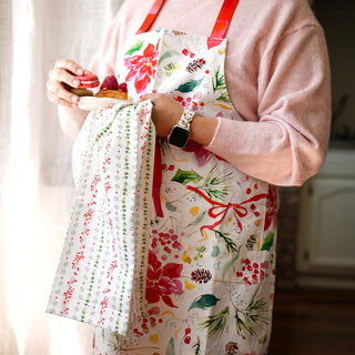 Holiday Dainty Floral Cotton Tea Towel from Jean Choe Art & Design - Kitchen & Tea Towels