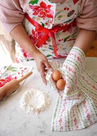 Holiday Dainty Floral Cotton Tea Towel from Jean Choe Art & Design - Kitchen & Tea Towels