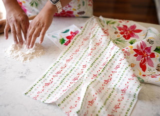 Holiday Dainty Floral Cotton Tea Towel from Jean Choe Art & Design - Kitchen & Tea Towels