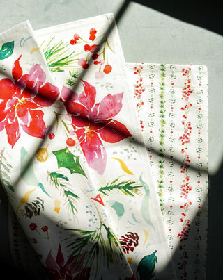 Holiday Dainty Floral Cotton Tea Towel from Jean Choe Art & Design - Kitchen & Tea Towels
