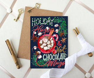 Holiday Hugs & Hot Chocolate Mugs Christmas Card from Jean Choe Art & Design - Other Baby