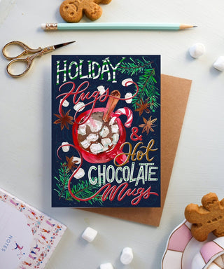 Holiday Hugs & Hot Chocolate Mugs Christmas Card from Jean Choe Art & Design - Other Baby