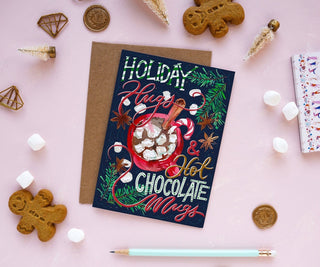 Holiday Hugs & Hot Chocolate Mugs Christmas Card from Jean Choe Art & Design - Other Baby