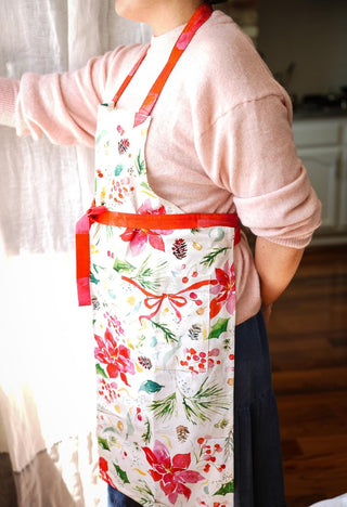 Holiday Poinsettia Apron with Pocket from Jean Choe Art & Design - Aprons