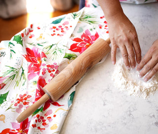 Holiday Poinsettia Cotton Tea Towel from Jean Choe Art & Design - Kitchen & Tea Towels