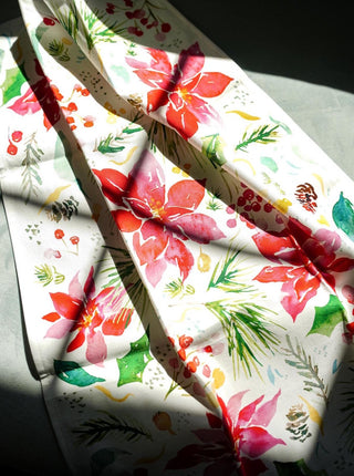 Holiday Poinsettia Cotton Tea Towel from Jean Choe Art & Design - Kitchen & Tea Towels