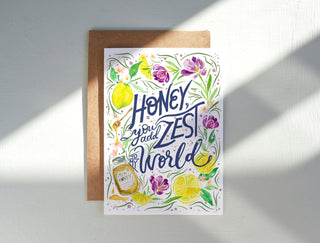 "Honey, You Add Zest to My World" Greeting Card from Jean Choe Art & Design - Other Baby