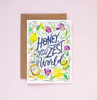 "Honey, You Add Zest to My World" Greeting Card from Jean Choe Art & Design - Other Baby