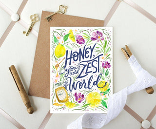 "Honey, You Add Zest to My World" Greeting Card from Jean Choe Art & Design - Other Baby