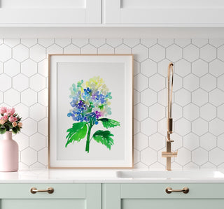 Hydrangea Watercolor Art Print: Floral Wall Decor from Jean Choe Art & Design - Giclée