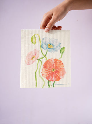 Icelandic Poppy Swedish Dishcloth: Eco - Friendly Kitchen Cloth from Jean Choe Art & Design - Reusable Paper Towels