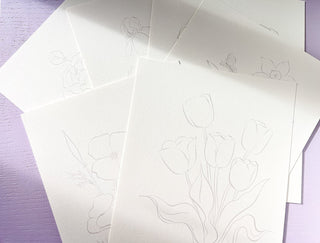 Individual Floral Watercolor Pages, Pre-Outlined & Perfect for Beginners from Jean Choe Art & Design