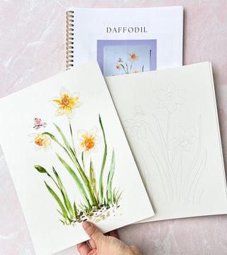 Individual Floral Watercolor Pages, Pre-Outlined & Perfect for Beginners from Jean Choe Art & Design