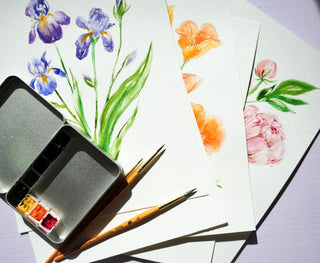 Individual Floral Watercolor Pages, Pre-Outlined & Perfect for Beginners from Jean Choe Art & Design
