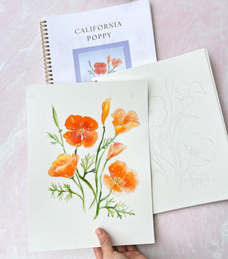 Individual Floral Watercolor Pages, Pre-Outlined & Perfect for Beginners from Jean Choe Art & Design