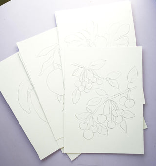 Individual Fruit Watercolor Pages: Pre - Outlined Fruits from Jean Choe Art & Design - Coloring Books