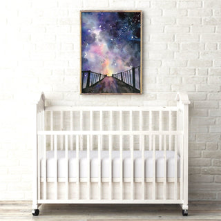 "Into the Night II" Watercolor Galaxy Bridge Print from Jean Choe Art & Design - Giclée
