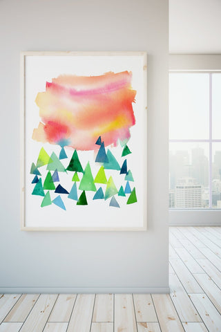 It's a New Day: Abstract Landscape Art Print from Jean Choe Art & Design - Watercolor