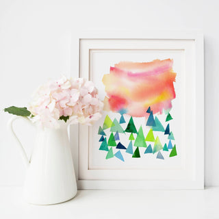 It's a New Day: Abstract Landscape Art Print from Jean Choe Art & Design - Watercolor