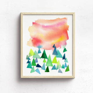 It's a New Day: Abstract Landscape Art Print from Jean Choe Art & Design - Watercolor