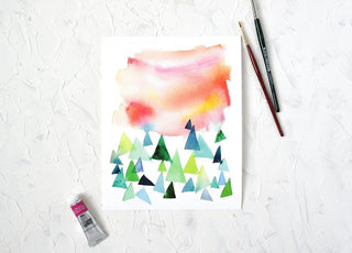 It's a New Day: Abstract Landscape Art Print from Jean Choe Art & Design - Watercolor