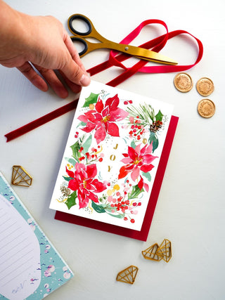 JOY Poinsettia Wreath Holiday Greeting Card from Jean Choe Art & Design - Other Baby