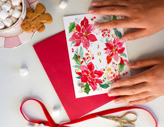 JOY Poinsettia Wreath Holiday Greeting Card from Jean Choe Art & Design - Other Baby