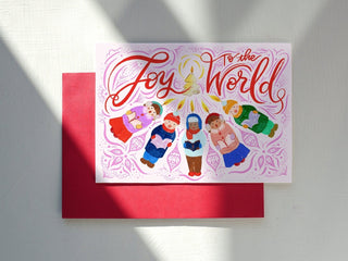 Joy to the World Caroler Christmas Card from Jean Choe Art & Design - Other Retail & Shop Fitting